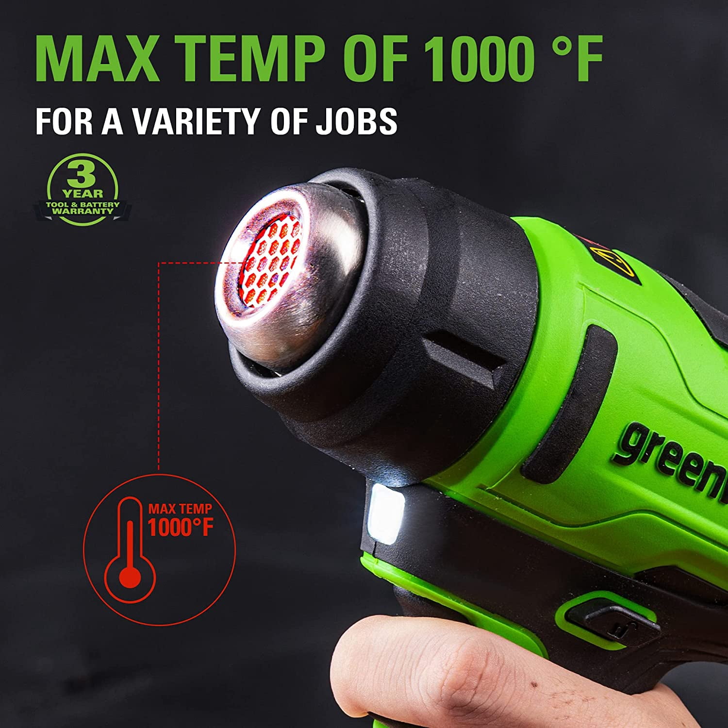 Greenworks 24V Cordless Heat Gun Kit, 4.0Ah Battery & Charger