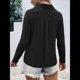 thumbnail image 4 of Camisetas de Mujer con Botones, Mangas 3/4, Cuello en V, Camisetas Casuales de Verano para Mujer Negro L, 4 of 7