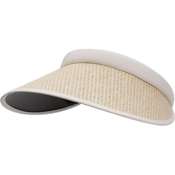 CoCoMangos Women's Straw Sun Hat UV Protection Cap Beach Sun Hats Outdoor Golf Travel Tennis Visor Cap Straw Sun Visor with Clip