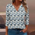 thumbnail image 2 of CYMMPU Tunic Tops 3/4 Sleeve Loose Fit V Neck Fall Trendy Shirts Spring Tops Floral Pattern Blouses for Women Dressy Casual Business Elegant Work Tops T-Shirts Multicolor XL, 2 of 5