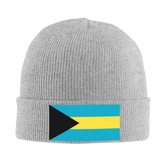 Bahamas Flag Pattern Beanie Hat Knit Hat Skull Cap for Men Women Winter Hat Gray