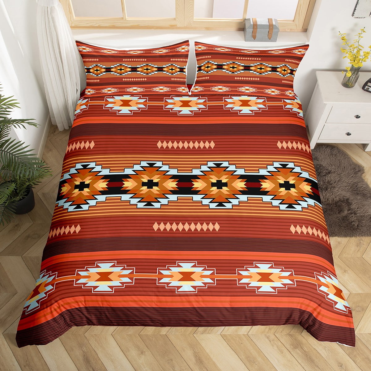 Western Boho Bedding Sets Queen,Aztec Comforter Cover,Ethnic ...