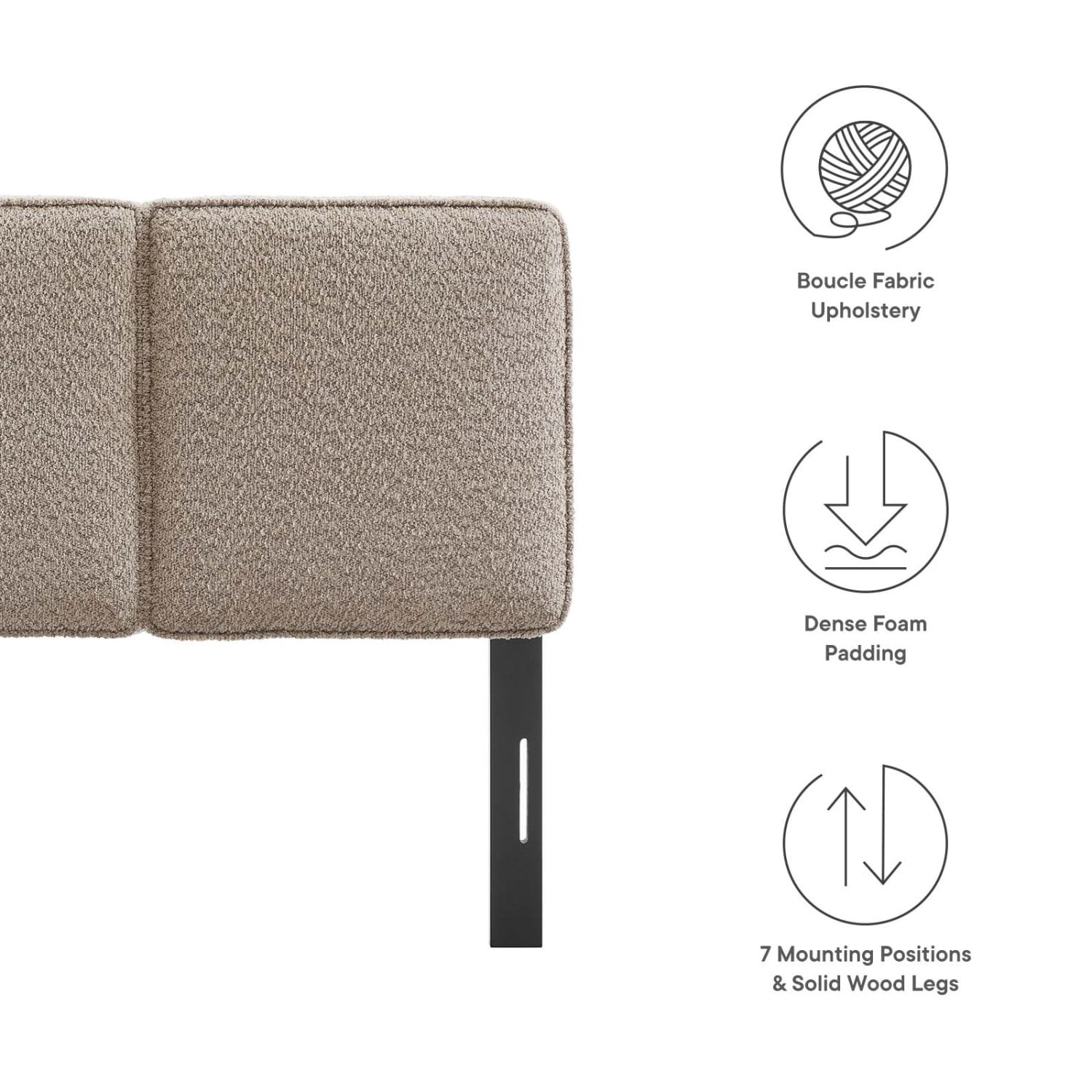 Headboard, Twin Size, Oatmeal, Fabric, French Bedroom, Modern Contemporary HB36836
