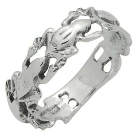Sterling Silver Frogs all around ring