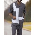 thumbnail image 3 of Nueva camiseta de moda de verano + pantalón, 2 piezas, camiseta + pantalón, moda para hombre, estilo Harajuku, retro, rayas verticales y horizontales, camisetas para hombre, 3 of 5