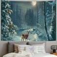 thumbnail image 2 of JEUXUS Deer in Snowy Winter Night Forest Whitetail Deer Photo Deer Art Deer Pictures Tapestry Painting, 2 of 6