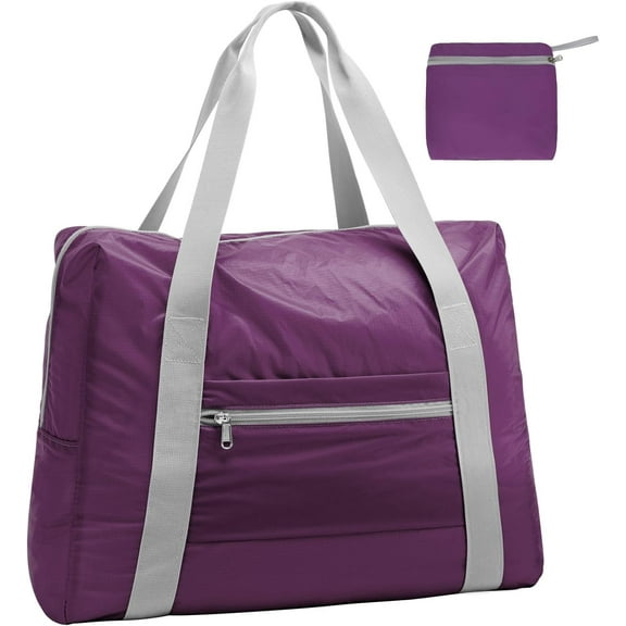 Personal Item Travel Bag - 30L Spirit Airlines Personal Item Bag 18x14x8 for 1-3 Day Short Trip, Lightweight Compact Underseat Foldable Travel Duffel Bags Carry on Bags Purple