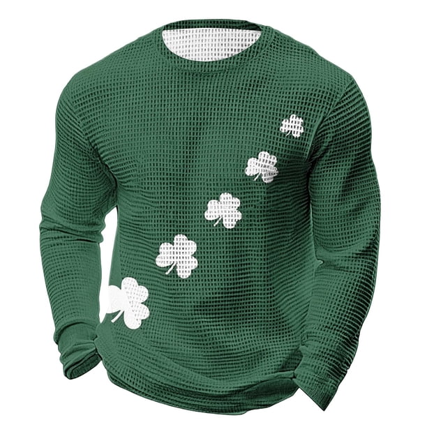 Camisa de Día de San Patricio Hombres de Manga Larga de Manga Larga Cuello Redondo Tops Casuales Poliéster Súper Suave para Fiesta Festival Vacaciones Viaje Calle Uso Diario
