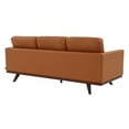 thumbnail image 4 of Leisuremod Chester Modern Leather 3 Seater Sofa With Birch Wood Base Mid Century Living Room Couch (Cognac Tan), 4 of 12