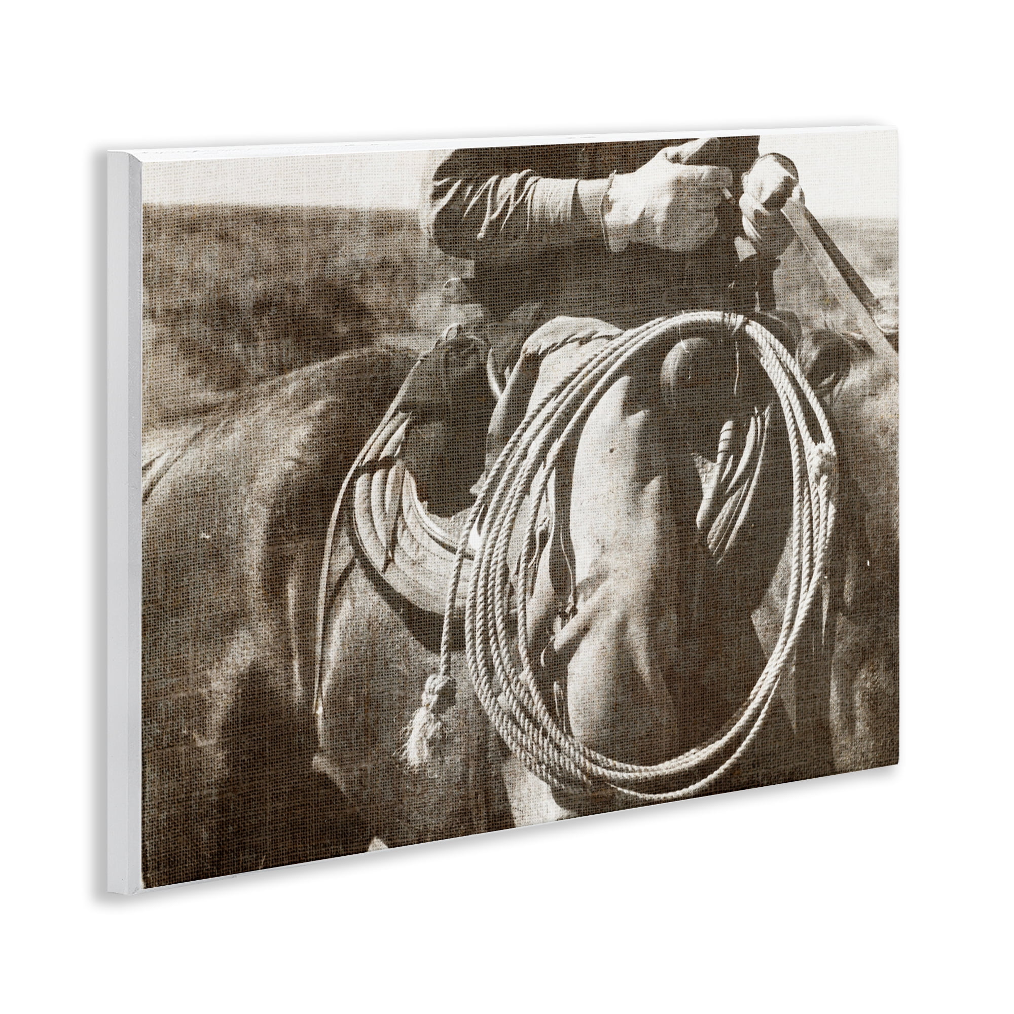 Stupell Industries Cowboy with Lasso Novelty Photography Unframed Art Print Wall Art, 14 x 11