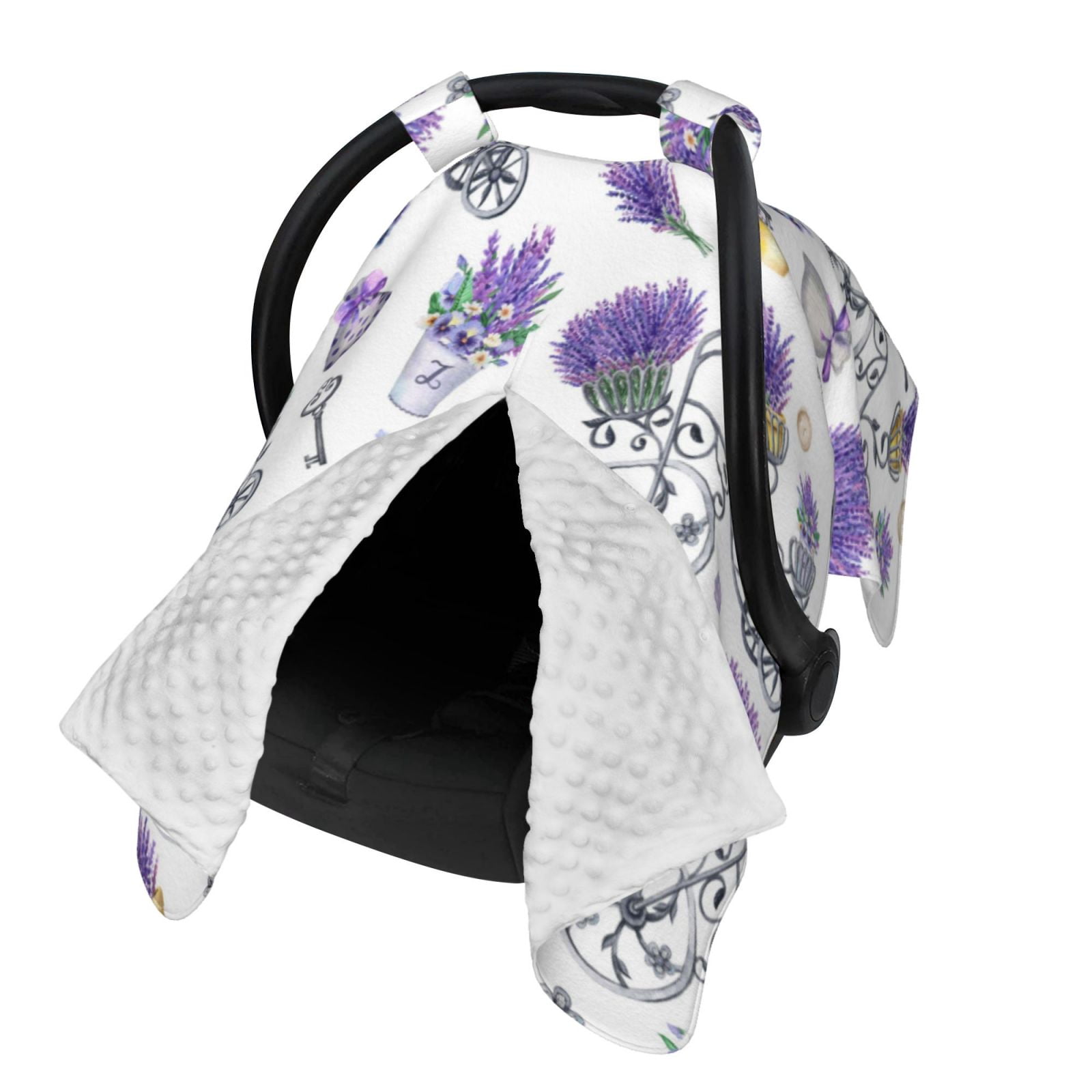 Naloa Lavender Bicycle Baby Car Seat Cover, Breathable Baby Carrier Cover, Multiuse Baby Carrier Cover & Nursing Breastfeeding Cover