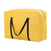 Oggfader Large Heavy Duty Moving Bags 600D Polyester - Waterproof Storage Tote with Zippers & Handles, Foldable Open Top for Clothes Quilts, 16 Gallon, Yellow
