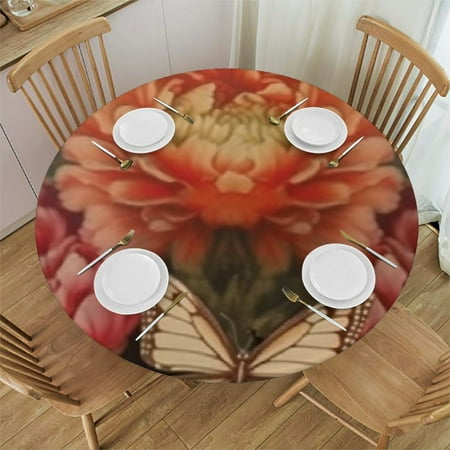 

Sheronv Round Table Cover Stain Resistant 100% Polyester Fiber Waterproof Indoor Outdoor Tablecloth Kitchen Dining Wedding Parties - Various Sizes 31 -35
