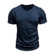 thumbnail image 2 of Ceisia Men's Summer Gift Casual Solid Color V-Neck Long Sleeve Shirt - Comfortable Daily Outdoor Wear, 2 of 8