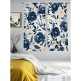 thumbnail image 3 of Navy Blue Peony Sheer Curtains 72 Inch Length 2 Panels Set, Retro Floral Botanical Blossom Voile Window Treatment Rod Pocket Curtains Sheers Drapes for Bedroom/Living Room/Kitchen 52"x72"x2, 3 of 7