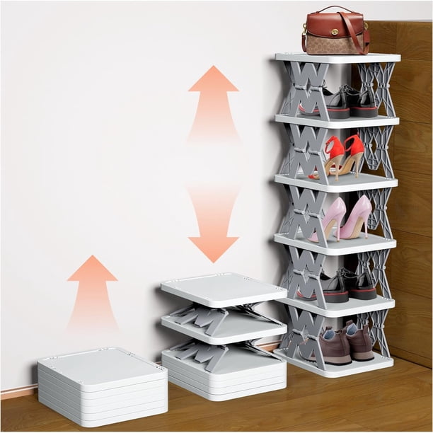Zapatero, estante para zapatos de 6 niveles sin ensamblaje, almacenamiento estrecho para zapatos pequeños que ahorra espacio, organizador de zapatos para armario, puerta de entrada, entrada,