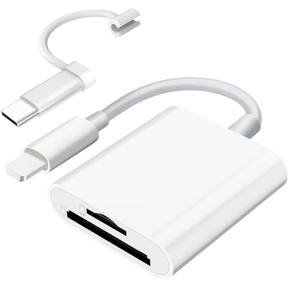 SD Card Reader for iPhone iPad Camera,Dual Card Slot Memory Card Reader Supports SD and TF Card Trail Camera Viewer Sd Card Adapter Portable Micro Sd Card Reader No Application Required Plug and Play