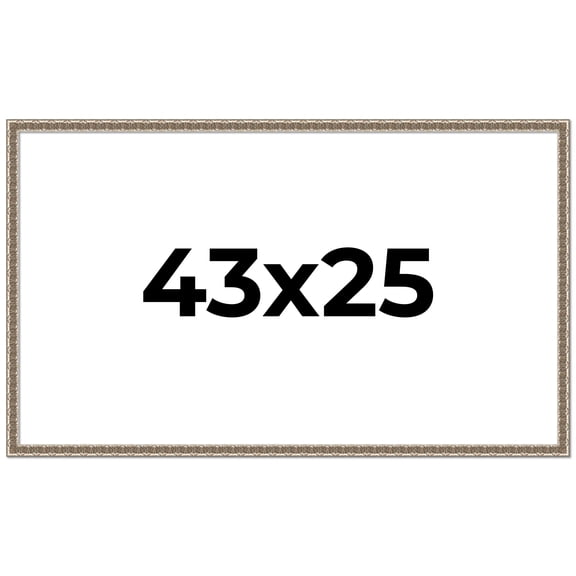 43x25 Frame Silver Versailles Ornate Solid Wood Picture Frame | 1 Inch Moulding Width | Interior