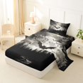 thumbnail image 2 of Manfei Gothic Ghost Twin Sheets 3pcs, Boho Aztec Happy Halloween Bedding, Black White Gray,1 Fitted Sheet, 1 Flat Sheet and 1 Pillowcase, 2 of 5