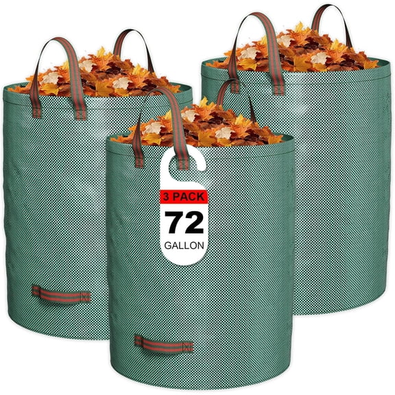3 Pack 72 gallon Garden Waste Bags With Handles, Heavy Duty Leaf Bags, Reusable Lawn Garden Bags And Yard Waste Bags, Suitable For Leaf Collectors