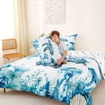 thumbnail image 4 of jejeloiu Watercolor Ocean Life Full Size Comforter Sets,Turtle Jellyfish Bedding Comforter Set For Boys,Teal White,Polkadot Reversible,3 Pieces,1 Comforter and 2 Pillowcases, 4 of 7