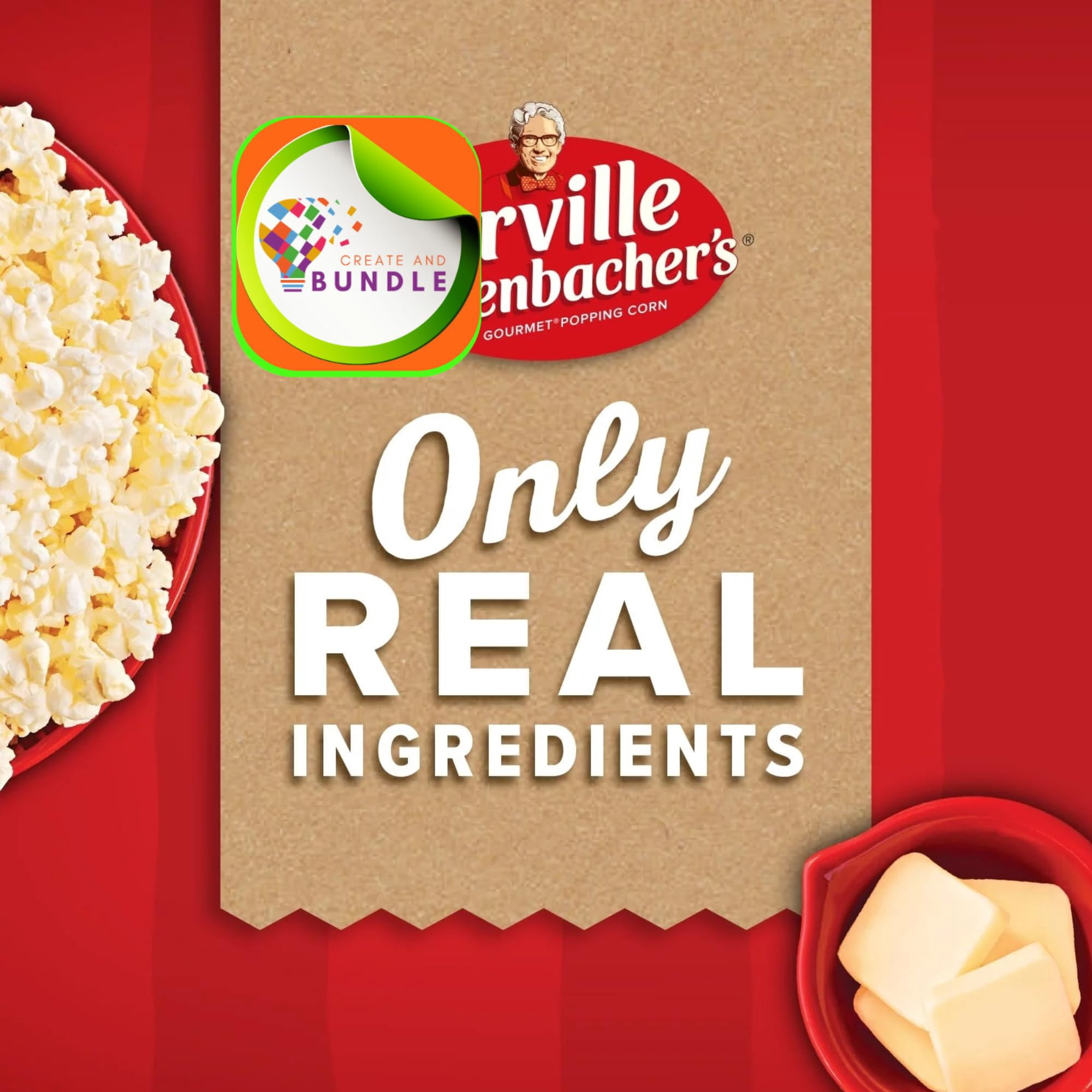Orville Redenbacher'S Movie Theater Butter Microwave Popcorn, Mini Bags, 1.5 Oz, 12 Count - Gluten-Free, No Artificial Flavors + Create Sticker