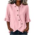 thumbnail image 2 of Neewe Button Down Shirts for Womens 3/4 Sleeve Blouses Collared Casual Summer Tops Daily Outfits, 2 of 6