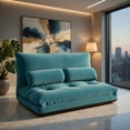 thumbnail image 4 of Demi Bonn Adjustable Floor Sofa Couch, Foldable Lazy Sofa Sleeper Bed, Multi-Functional Floor Loveseat, 6-Position Adjustable Sleeper Lounge Couch with 2 Pillows, for Reading, Gaming, Blue, 4 of 7
