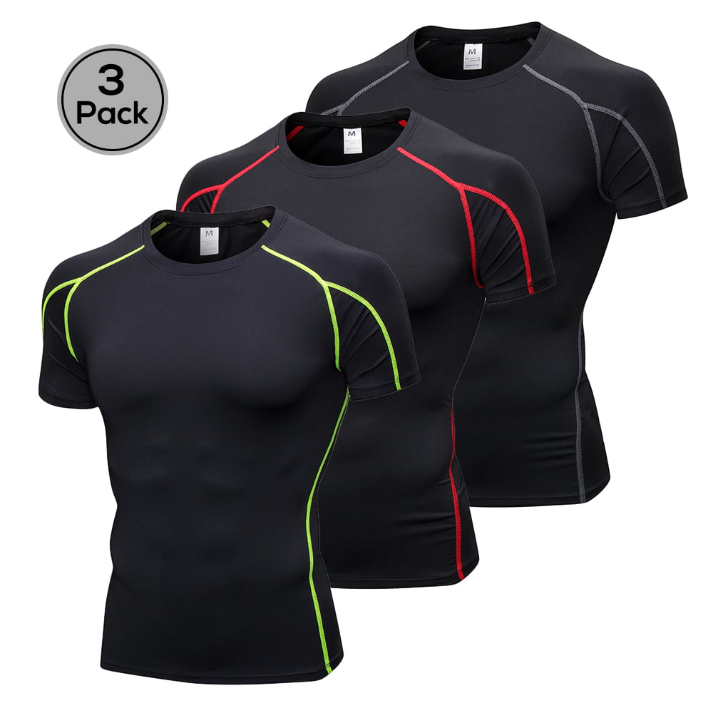 Men Short Sleeve Compression Shirts Sports Running Workout Shirts for Men Gym Baselayer Tops Athletic T-Shirts 