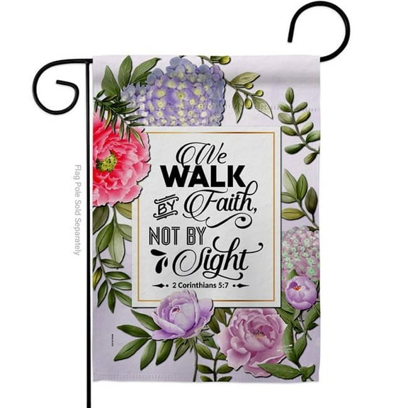 Angeleno Heritage G130351-BO Walk by Faith Religious Bible Verses Double-Sided Decorative Garden Flag, Multi Color