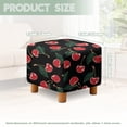 thumbnail image 3 of SCRAWLGOD Cherry Leaf Print Black Square Ottoman Slipcover, Removable Washable Footrest Stool Cover Foldable Storage Furniture Protector Elastic Ottoman Cover for Pets, 3 of 7