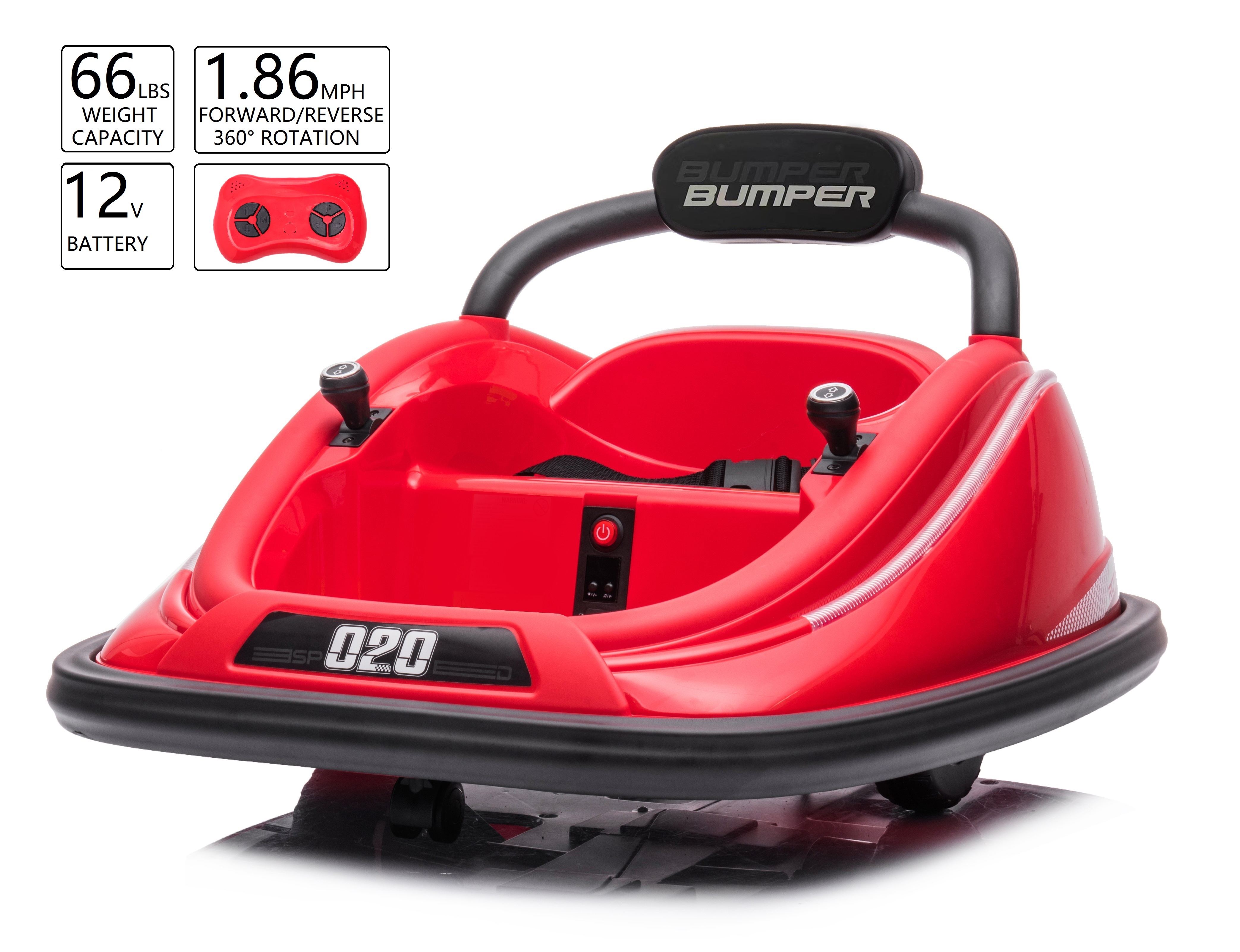 12V Rechargeable Ride On Bumper Toy Car, Battery Powered Electric Kids