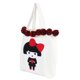 thumbnail image 2 of Bolso de lona bonito y portátil, bolso de hombro elegante con decoración de bolas de hilo de lana, 2 of 8