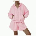 thumbnail image 3 of Towmus 2 Piece Sweatsuit Outfits for Women Half Zip Long Sleeve Pullover Sweatshirt Drawstring Shorts Lounge Set with Pockets Ladies Clothes, 3 of 6