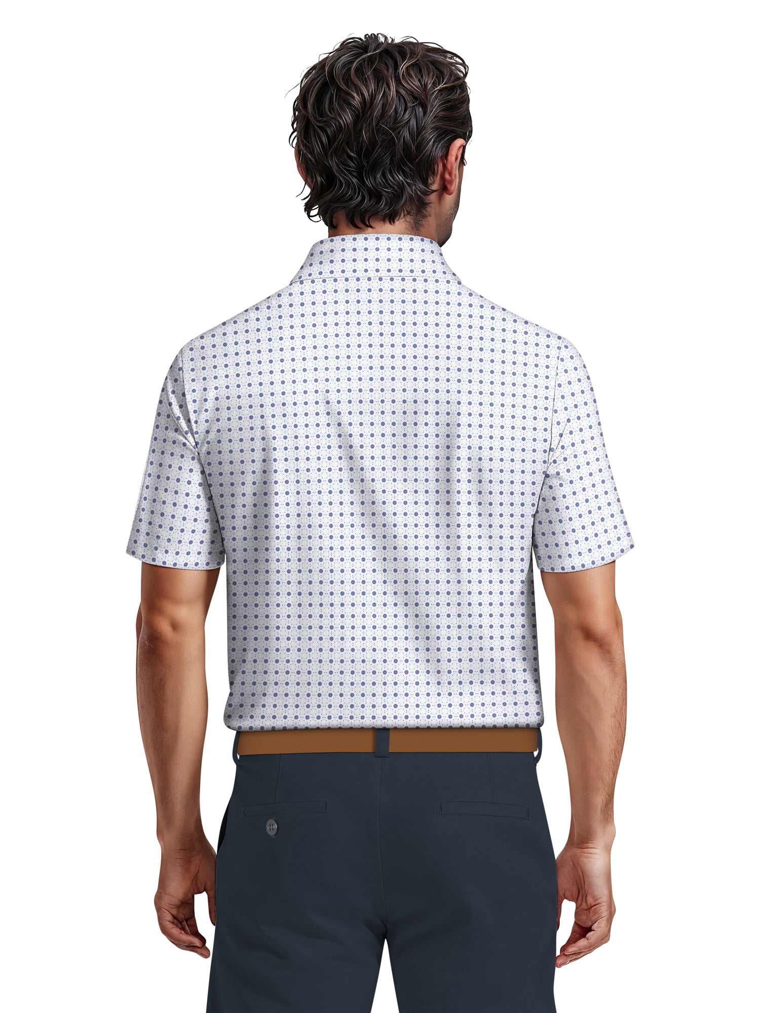 Ben Hogan Men's & Big Men's Performance Simple Geo Printed Short Sleeve Polo Shirt, up to 5XL