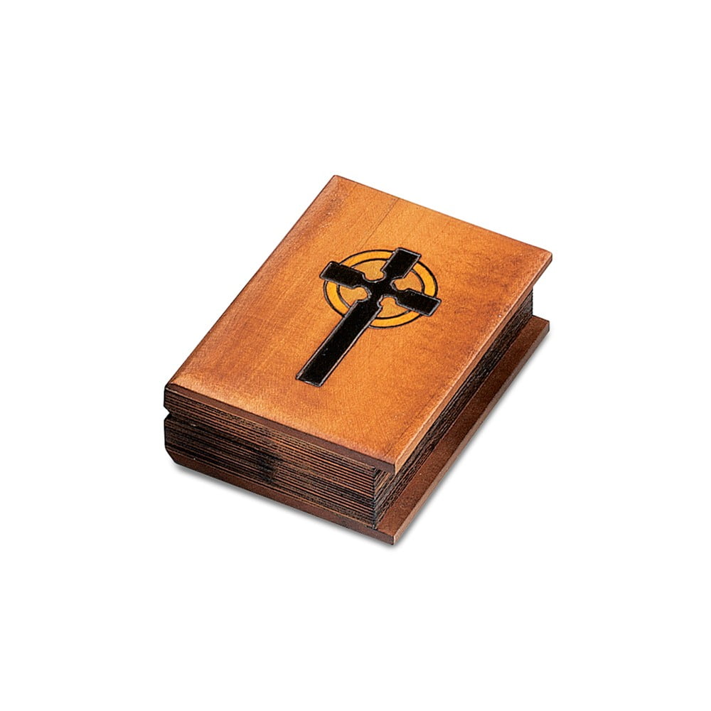 Wooden Hand Carved & Stained Bible Box - Perfect Religious Gift