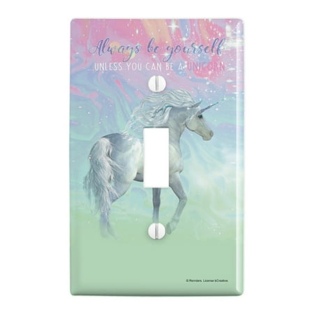 Light Switch Cover Wall Decor - Always Be Yourself Unless You Can Be a Unicorn Pastels Plastic Wall Decor Toggle Light Switch Plate Cover