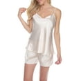 thumbnail image 2 of White Mark Women's Satin Cami & Shorts Pajama Set, 2 of 4