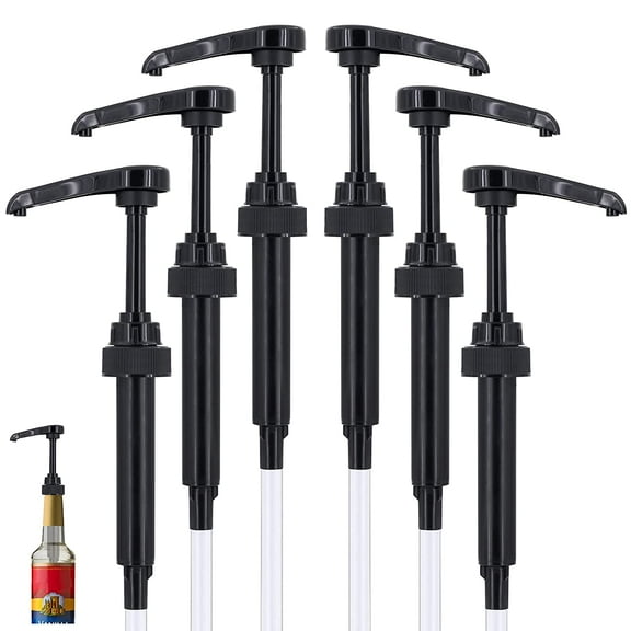 Coffee Syrup Pump, Compatible with Torani, DaVinci, Jordans Skinny Syrups - Torani Syrup Pump Dispenser Fits 750Ml Bottles, Black (Pack of 6)