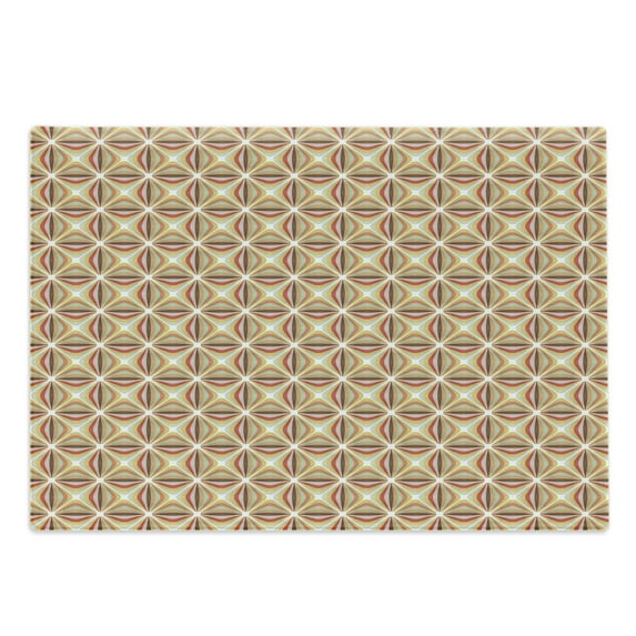 Retro Cutting Board, Abstract Geometrical Stripes with Curves in Different Colors Sixties Seventies Style, Decorative Tempered Glass Cutting and Serving Board, Large Size, Multicolor, by Ambesonne