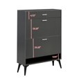 thumbnail image 6 of 4 Tier Shoe Storage Cabinet with 3 Flip Drawers, Modern Wood Base Shoe Cabinet with Metal Leg, Freestanding Shoe Storage Cabinet with Boot Position for Entryway, Living Room, Bedroom, Antique Gray, 6 of 7