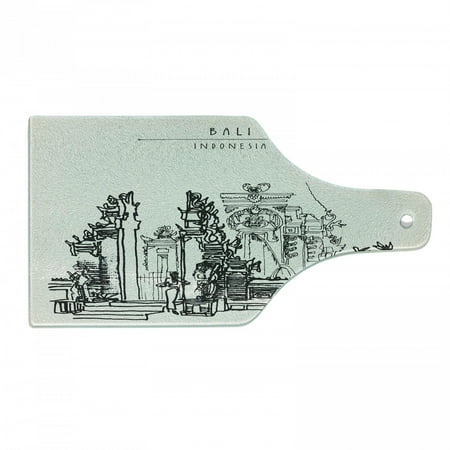 

Bali Cutting Board Bali Indonesia Traditional Galungan Balinese Building Exotic Illustration Decorative Tempered Glass Cutting and Serving Board in 3 Sizes by Ambesonne
