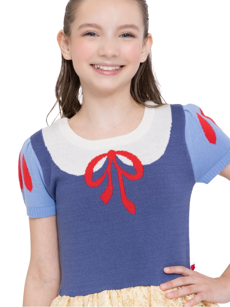Girls Disney Princess Snow White Cosplay Short Sleeve Sweater Dress, Sizes  4-12 - Walmart.com