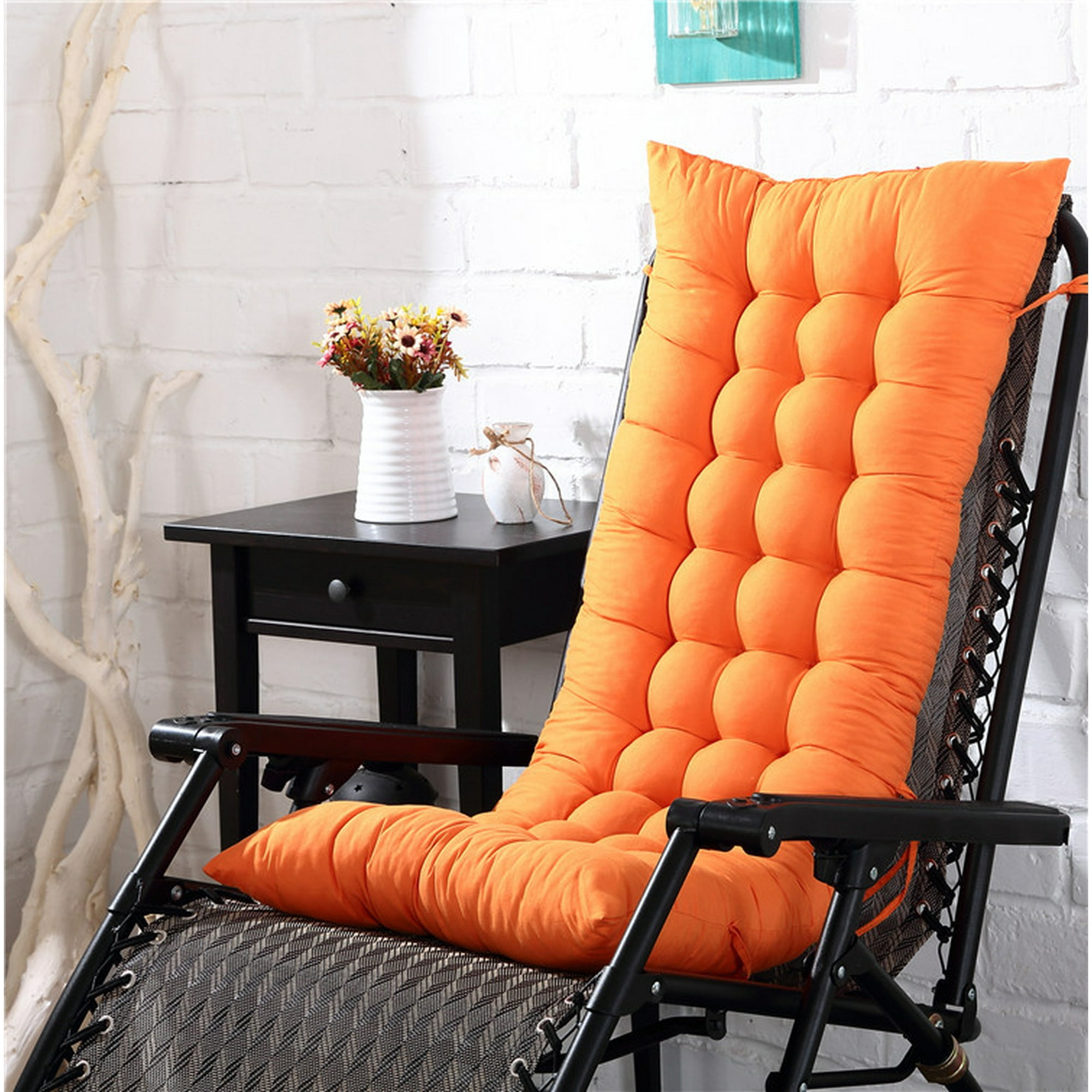 Sun Lounger Cushion for Patio Furniture Thicker Comfortable Zero Gravity Chair Pad for Indoor Outdoor Home Office Orange 48x155x8cm 18.9x61x3.2 inch Without Chair Walmart