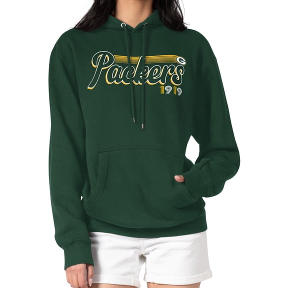 Women's Starter Green Green Bay Packers Groovy Script Pullover Hoodie