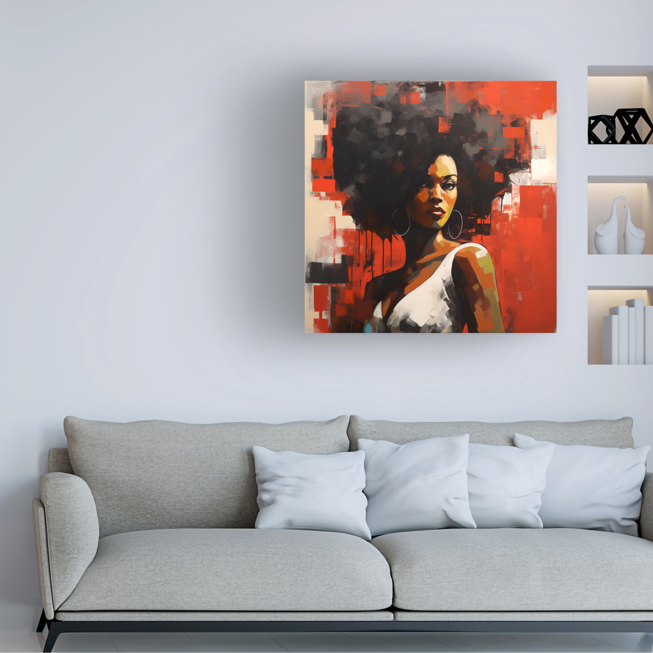 Canvas Wall Art - Ray Heere 'Colorful Model 8' Wall Art for Living Room, Bedroom, or Office Décor by Trademark Fine Art - 18 x 18 Inches