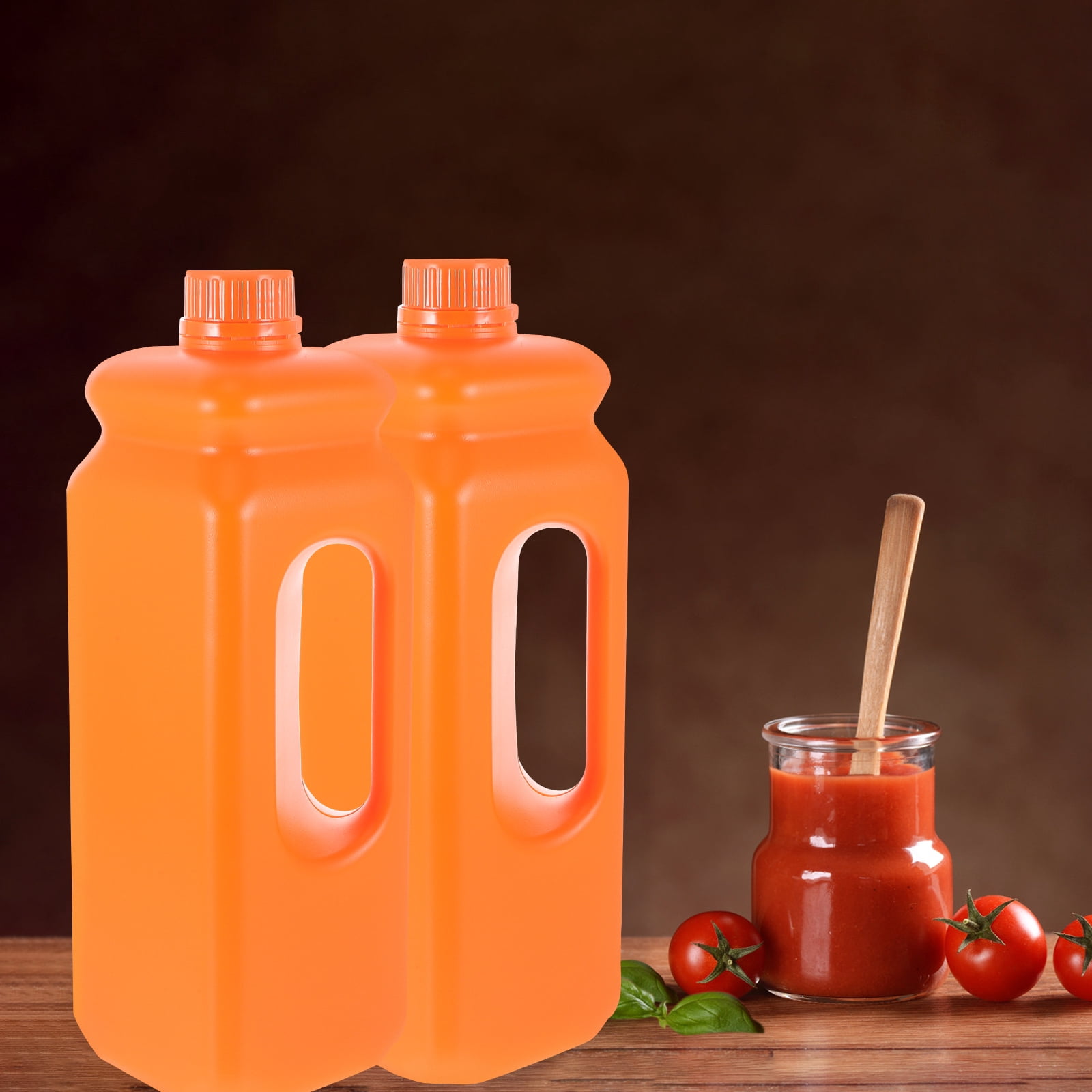 Luxshiny Orange 2.5 Gallon Jug with Ergonomic Handle Reusable and 4Pcs