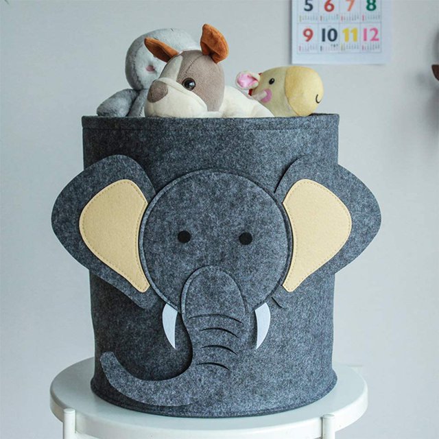 Cesta de fieltro XCF para almacenamiento grande diseño de elefante/león