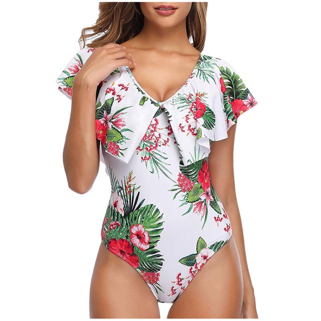 Traje de baño de empalme con estampado de bikini sexy para mujer Traje de baño de una pieza Ropa de playa Fridja nalpqowj53466