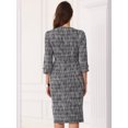 thumbnail image 3 of DARING DIVA Tweed Fall Elegant Boat Neck 3/4 Sleeve Dress M Black, 3 of 6